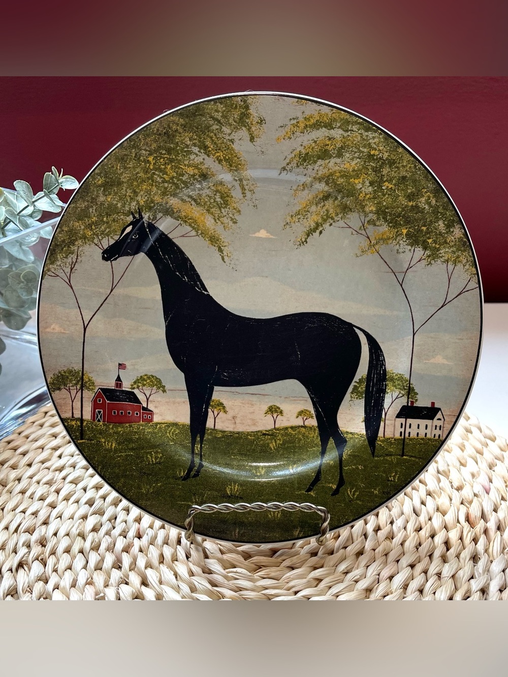 Vintage 2000 Warren Kimble Animal Collection Horse Plate 8” - Rustic Farmhouse